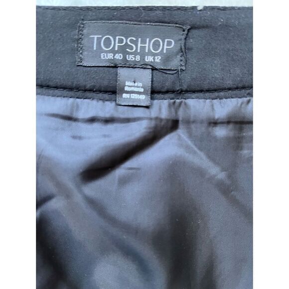 TOPSHOP Black & White Front Zipper Mini Skirt with Pockets, Size 8 - Picture 7 of 12